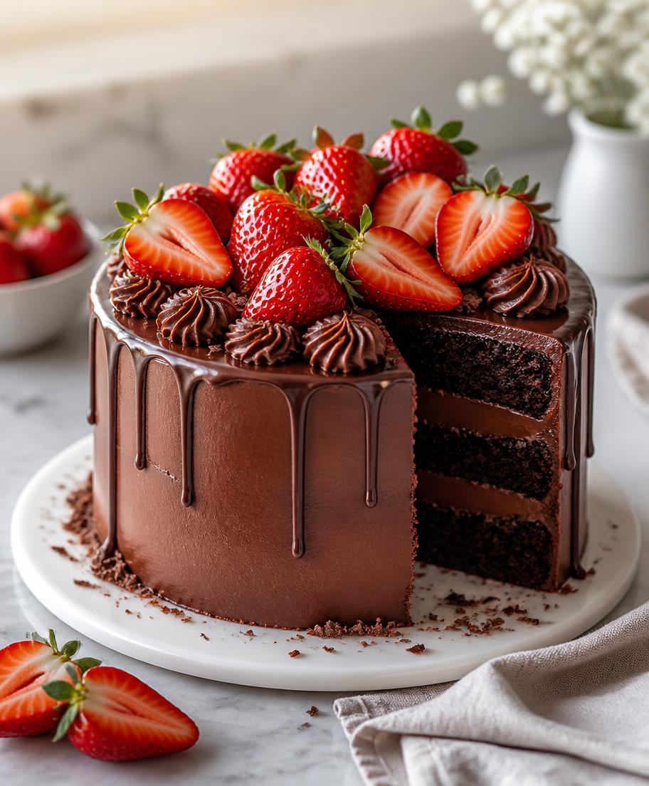 🍓 Bolo de Chocolate com Morangos