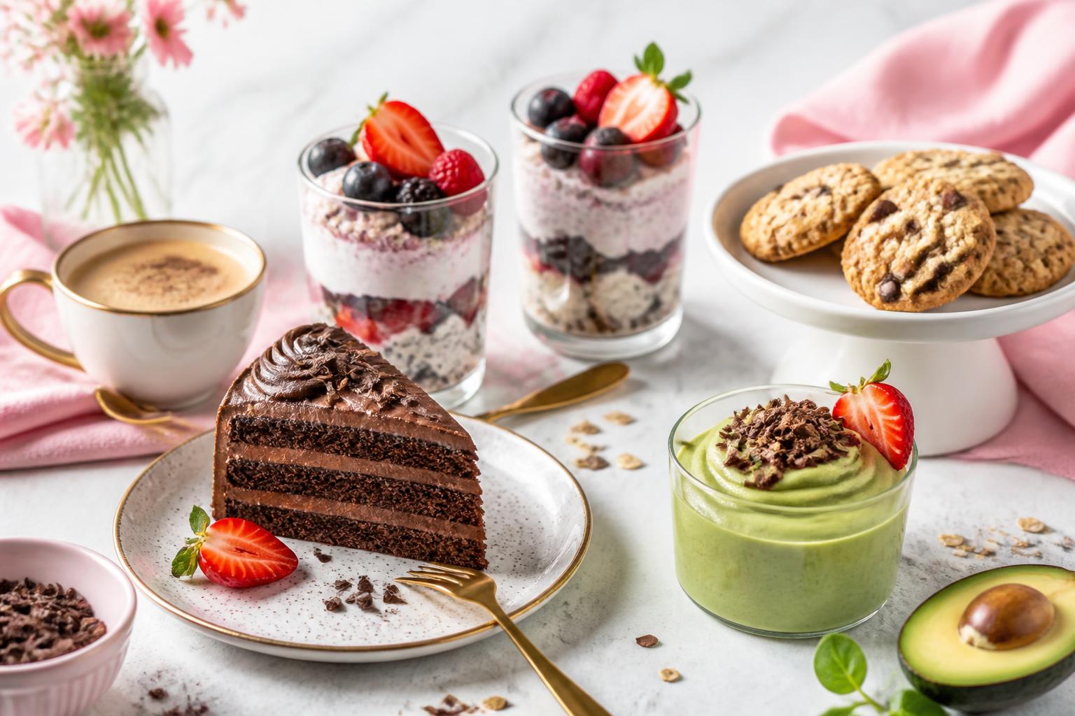 Sobremesas fitness: bolo low carb, mousse de abacate, parfait de frutas e cookies de aveia